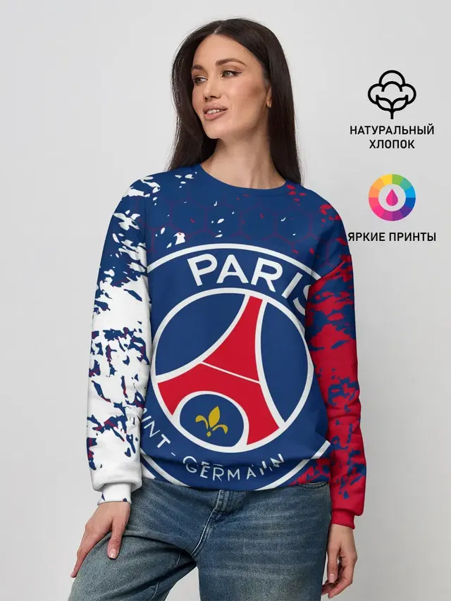 Женский свитшот с принтом «ПСЖ — ФК ПСЖ — FC PSG — PARIS SG»