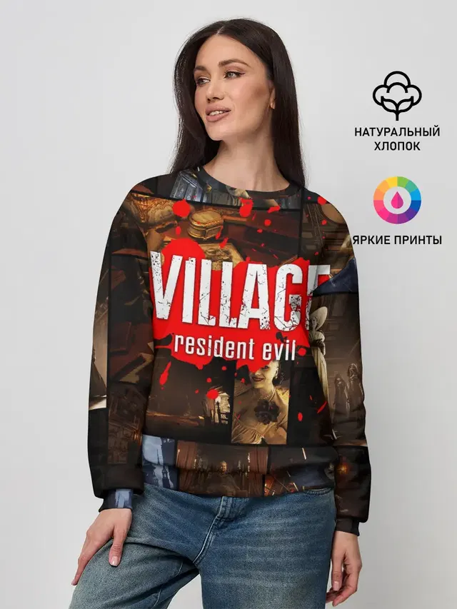 Женский свитшот с принтом «Castle Dimitrescu — RESIDENT EVIL 8 VILLAGE»