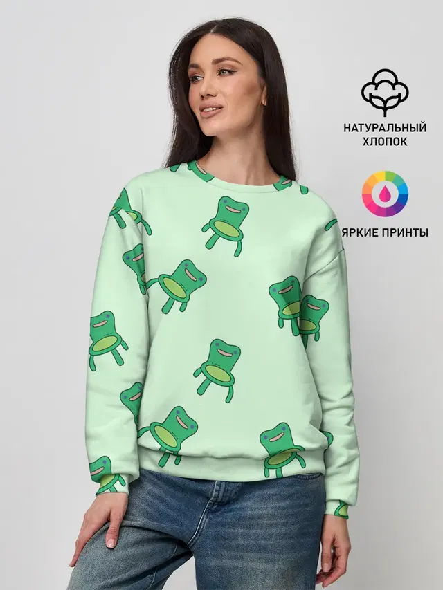 Женский свитшот с принтом «Animal Crossing — Froggy crossing»