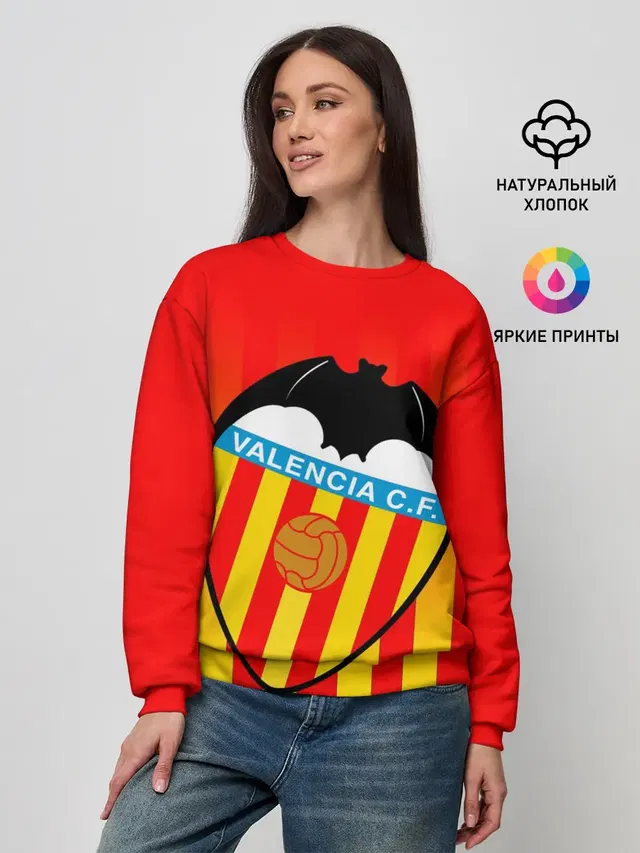 Женский свитшот с принтом «Valencia — FC VALENCIA — ФК ВАЛЕНСИЯ»