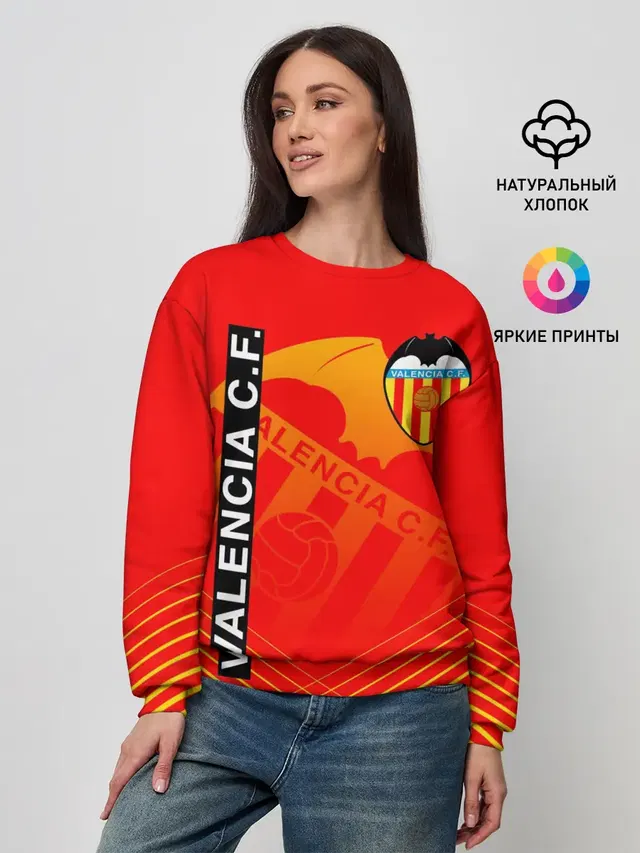 Женский свитшот с принтом «Valencia — FC VALENCIA — ФК ВАЛЕНСИЯ»