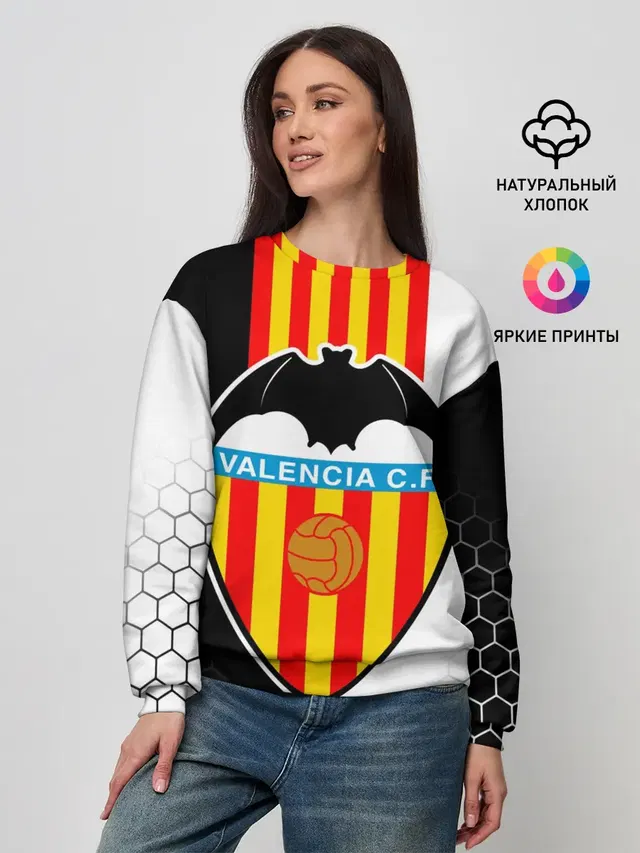 Женский свитшот с принтом «Valencia — FC VALENCIA — ФК ВАЛЕНСИЯ»