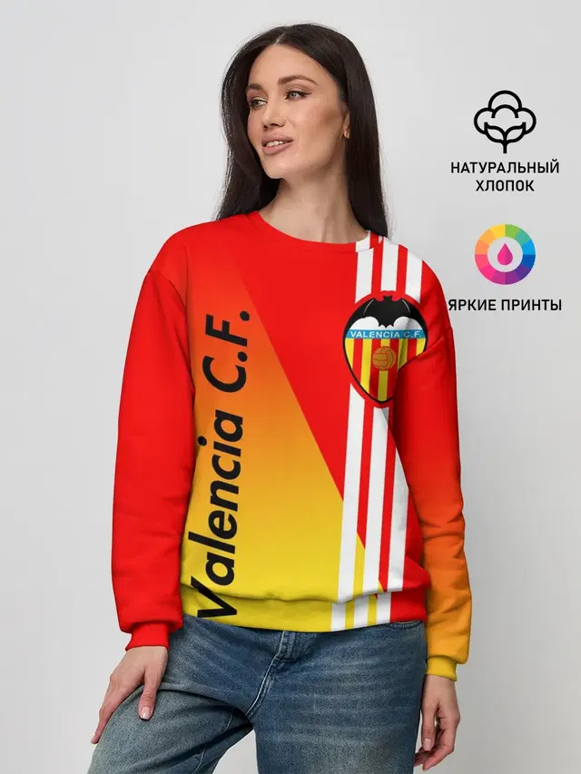 Женский свитшот с принтом «Valencia — FC VALENCIA — ФК ВАЛЕНСИЯ»