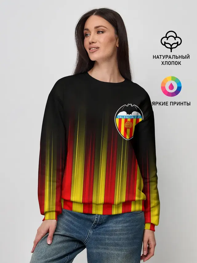 Женский свитшот с принтом «Valencia — FC VALENCIA — ФК ВАЛЕНСИЯ»