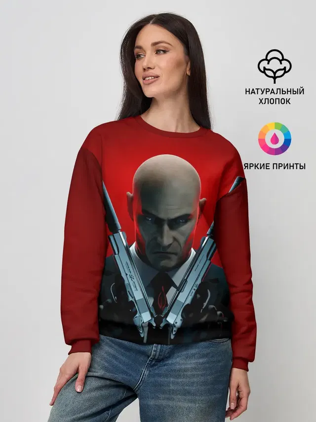 Женский свитшот с принтом «Hitman — Agent here»