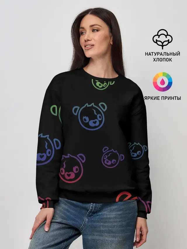 Женский свитшот с принтом «Фортнайт — Colorful Bear»