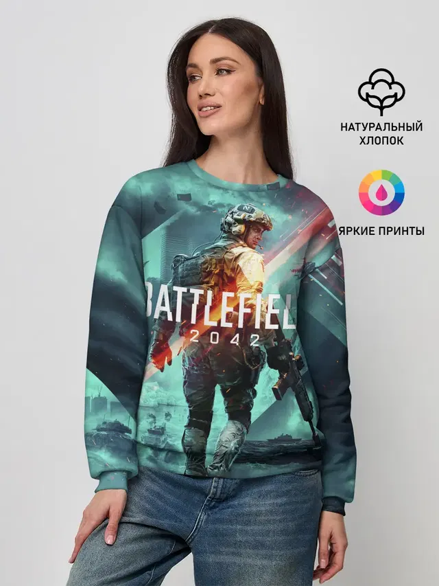 Женский свитшот с принтом «BATTLEFIELD — Баттлфилд 2042»