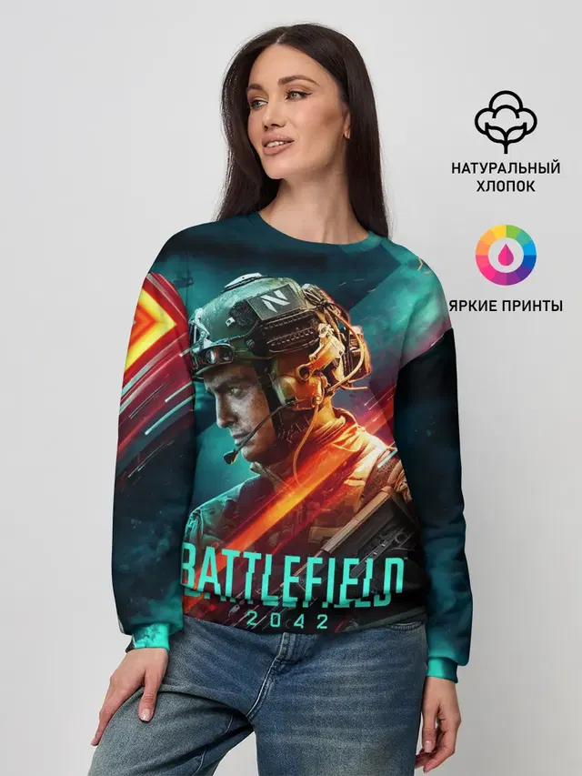 Женский свитшот с принтом «BATTLEFIELD — Battlefield 2042 Soldier»