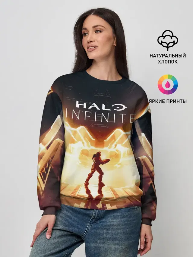 Женский свитшот с принтом «Halo infinite Мастер Чиф»