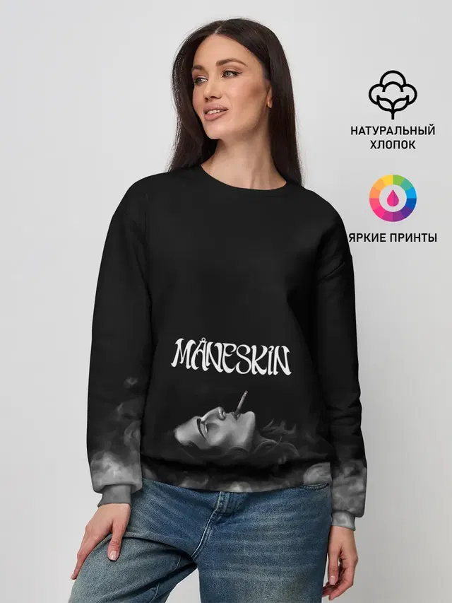 Женский свитшот с принтом «Maneskin — Дамиано Давид — Монэскин»
