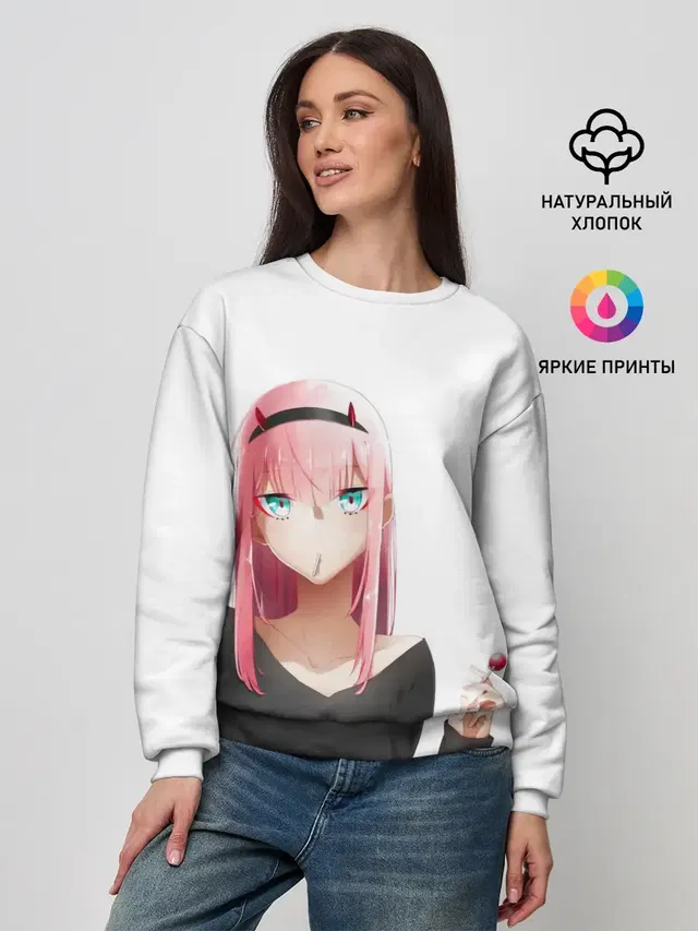 Женский свитшот с принтом «Darling in the FranXX — ZERO TWO — 002»