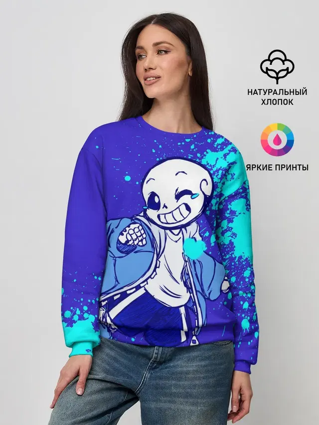 Женский свитшот с принтом «Skeleton — UNDERTALE SANS BLUE»