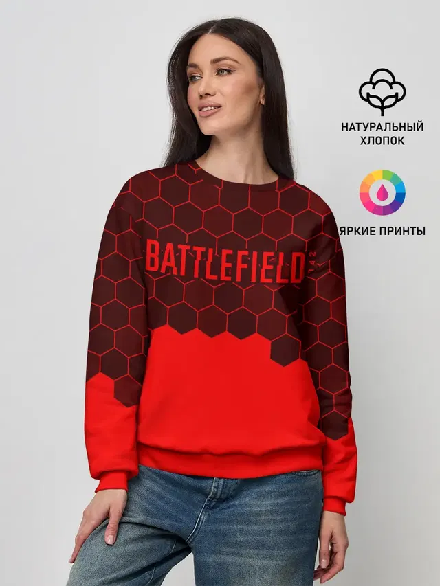 Женский свитшот с принтом «BATTLEFIELD — Battlefield 2042 - Hexagon»