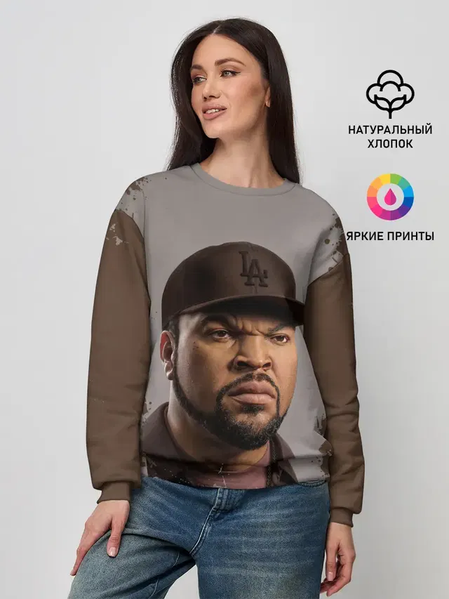 Женский свитшот с принтом «Ice Cube — Айс Куб»