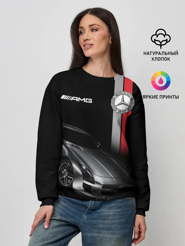 Женский свитшот с принтом «AMG logo — MERCEDES BENZ AMG»