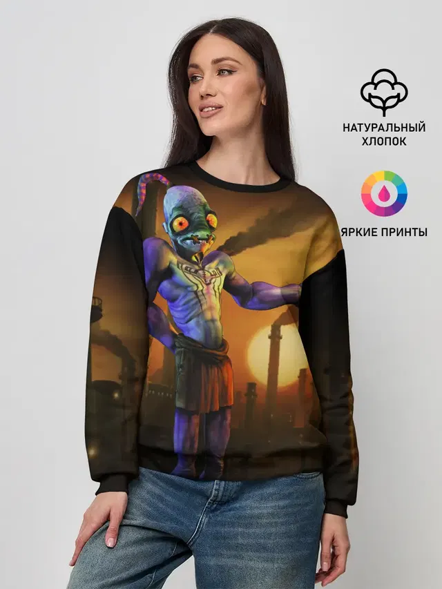 Женский свитшот с принтом «Retro Games — Oddworld»