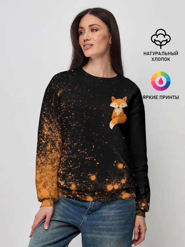 Женский свитшот с принтом «Лисы — Foxy - Paint»