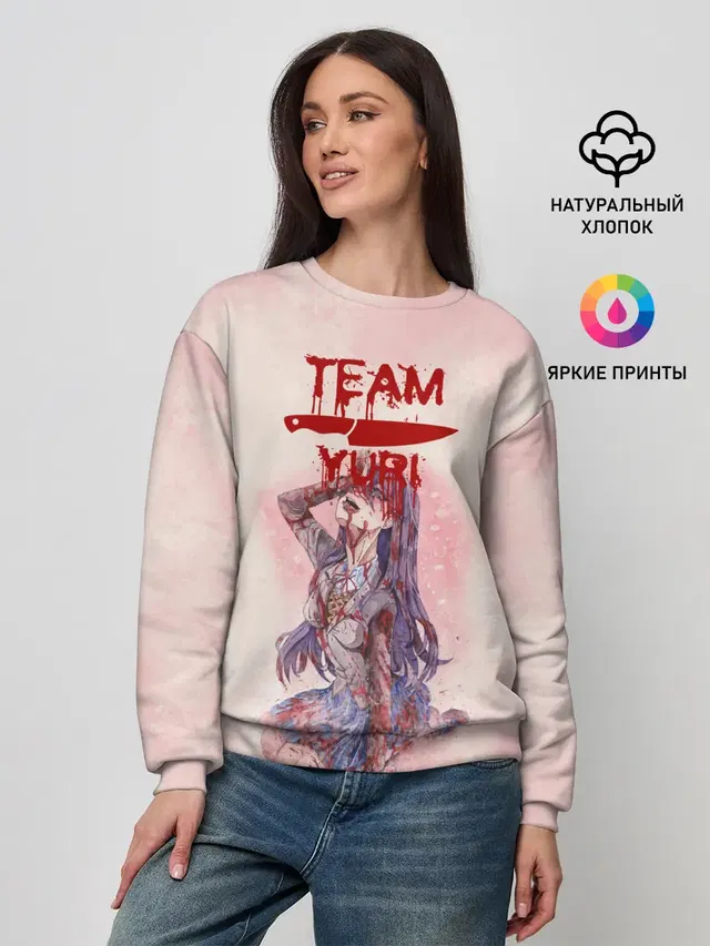 Женский свитшот с принтом «Doki Doki Literature Club — Team Yuri — Доки Доки»