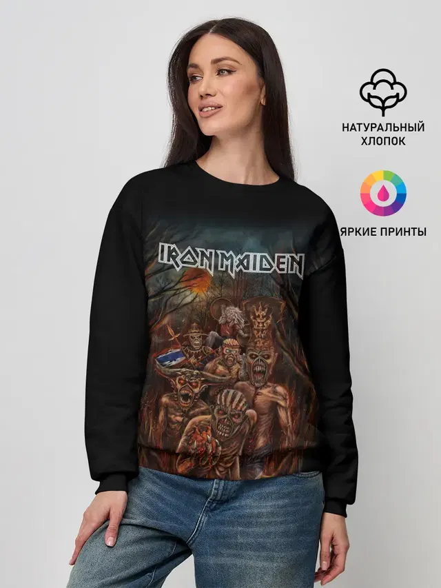 Женский свитшот с принтом «Iron Maiden mascot — АЙРОН МЕЙДЕН»