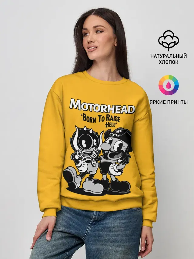 Женский свитшот с принтом «Motorhead — Motorhead x Cuphead»
