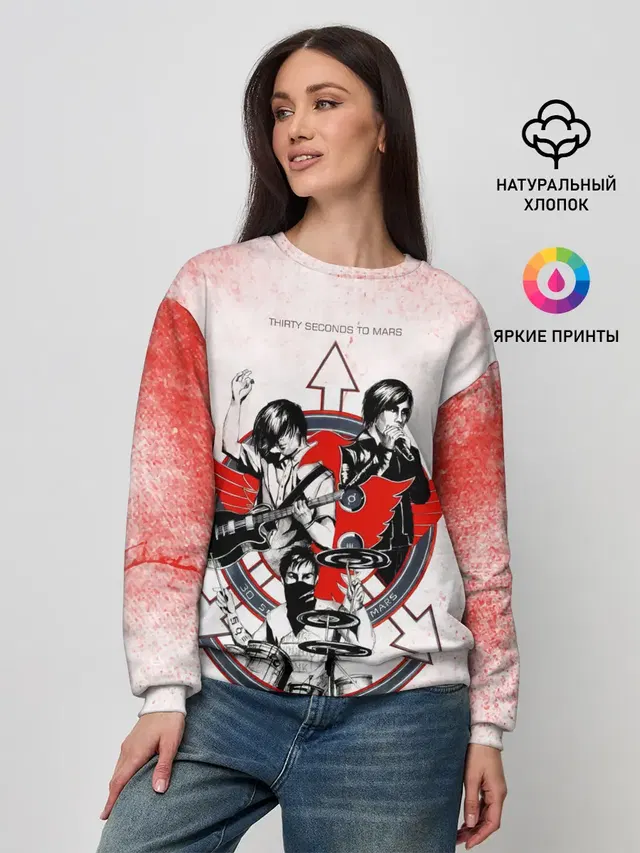 Женский свитшот с принтом «Rock band — Thirty Seconds to Mars арт группы»