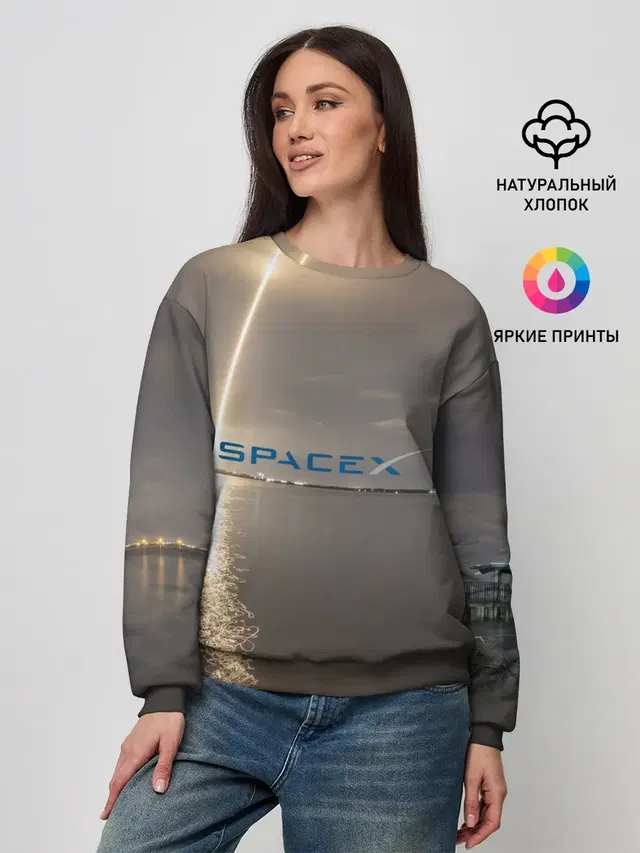 Женский свитшот с принтом «Астрономия, космос — SpaceX Dragon 2»