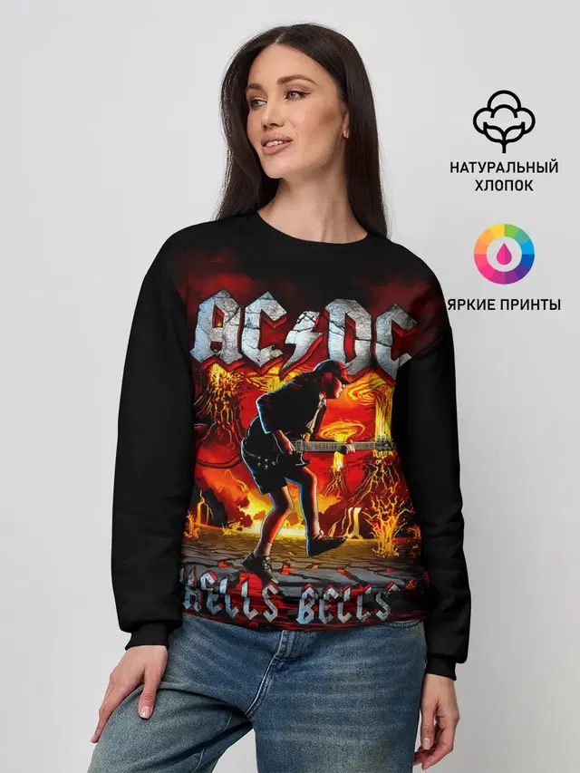 Женский свитшот с принтом «Volcano — AC/DC HELLS BELLS»
