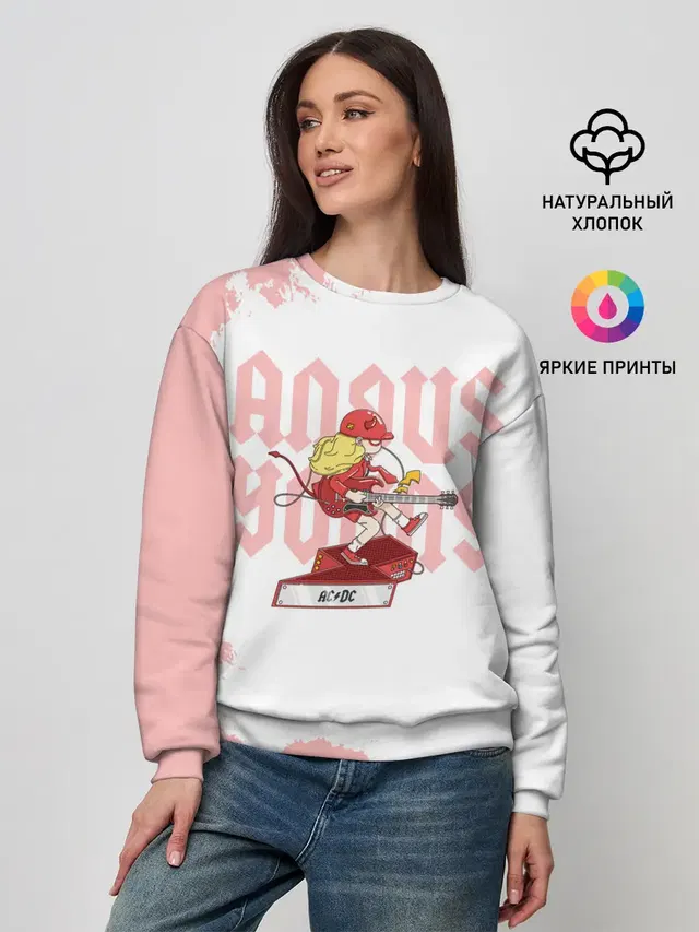 Женский свитшот с принтом «Angus Young AC — Angus Young AC/DC»