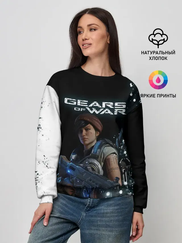 Женский свитшот с принтом «Gears of War — ШЕСТЕРЕНКИ»