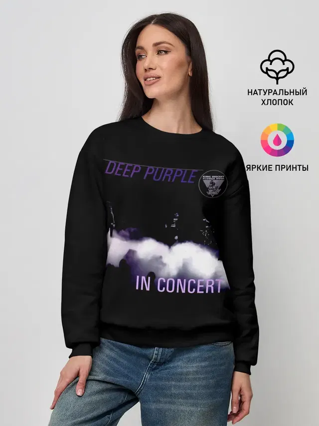 Женский свитшот с принтом «Deep Purple — Live at Long Beach 1976 - Deep Purple»