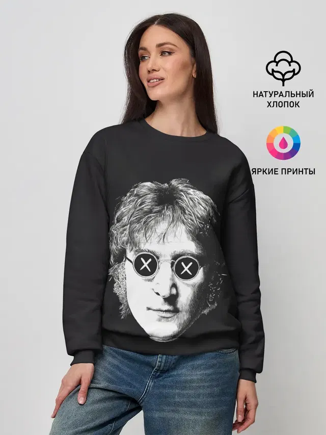 Женский свитшот с принтом «The Beatles — Ленон в очках»