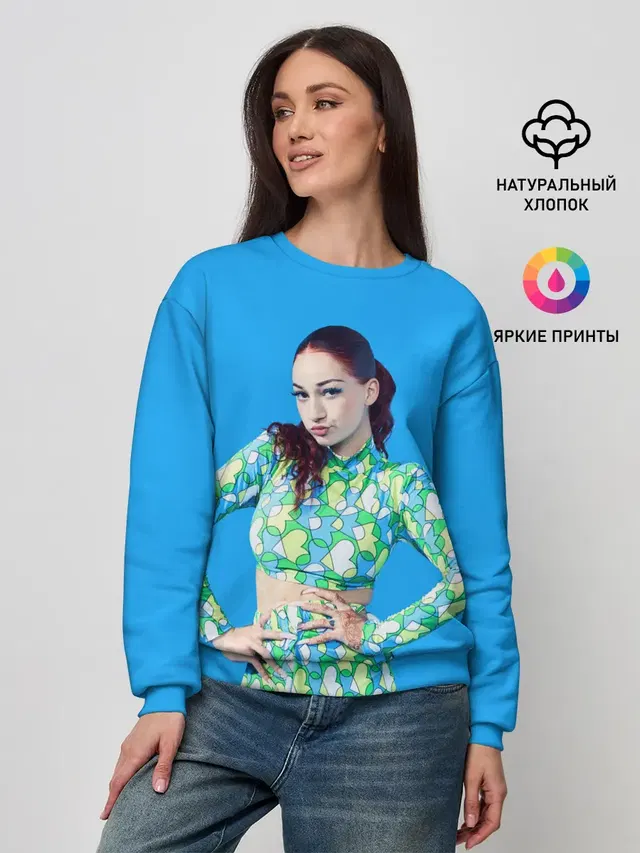 Женский свитшот с принтом «Bhad Bhabie — Bhad babie blue»