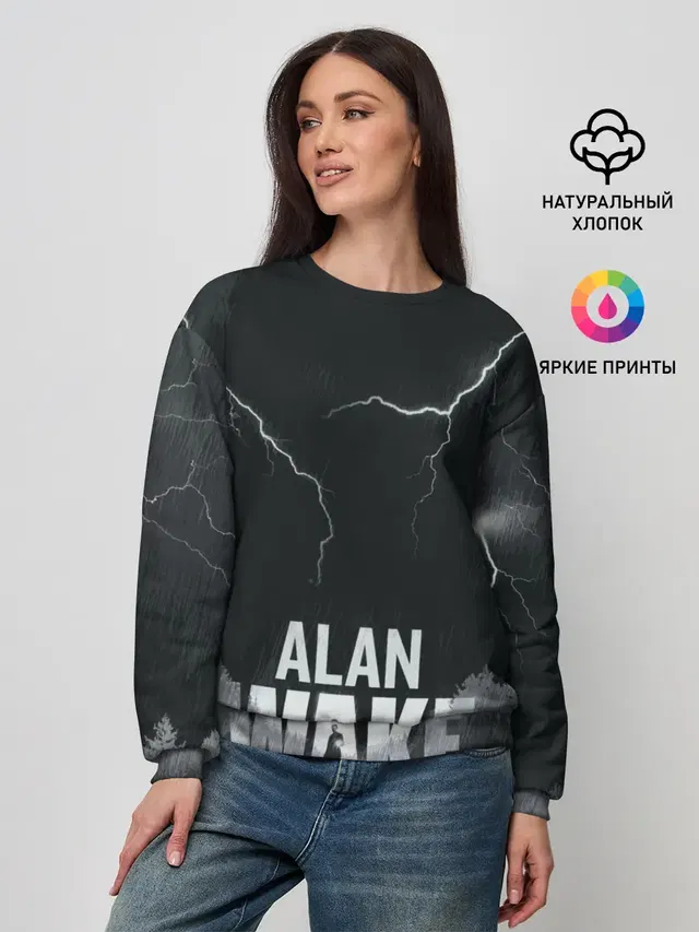 Женский свитшот с принтом «Alan Wake Dark Place — Dark Place»