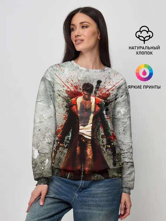 Женский свитшот с принтом «Devil May Cry — Dante Definitive W»