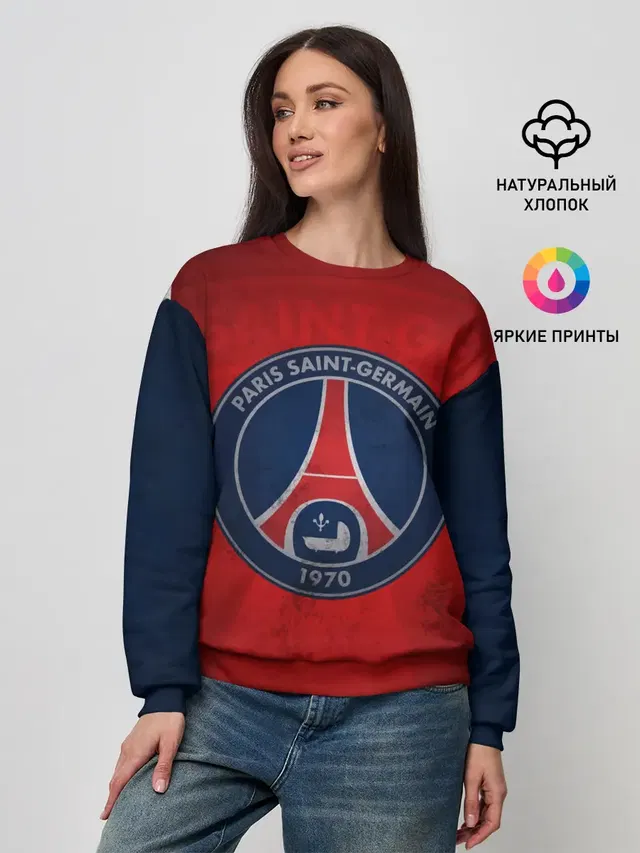 Женский свитшот с принтом «Разные футбольные принты — Paris Saint-Germain»