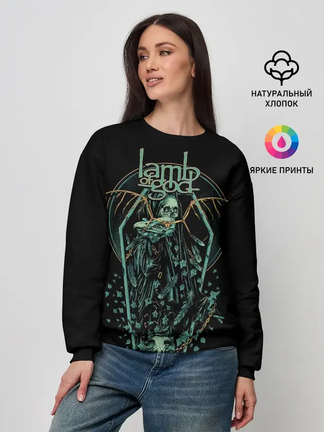 Женский свитшот с принтом «Разный рок — Lamb of God, Sacrament»