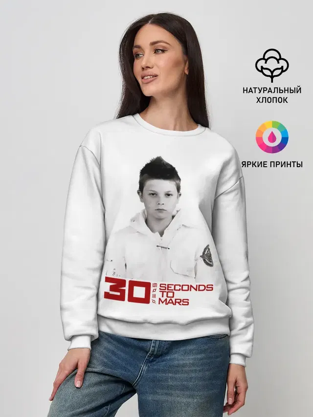 Женский свитшот с принтом «30 Seconds to Mars — 30 Seconds to Mars дебютный альбом»