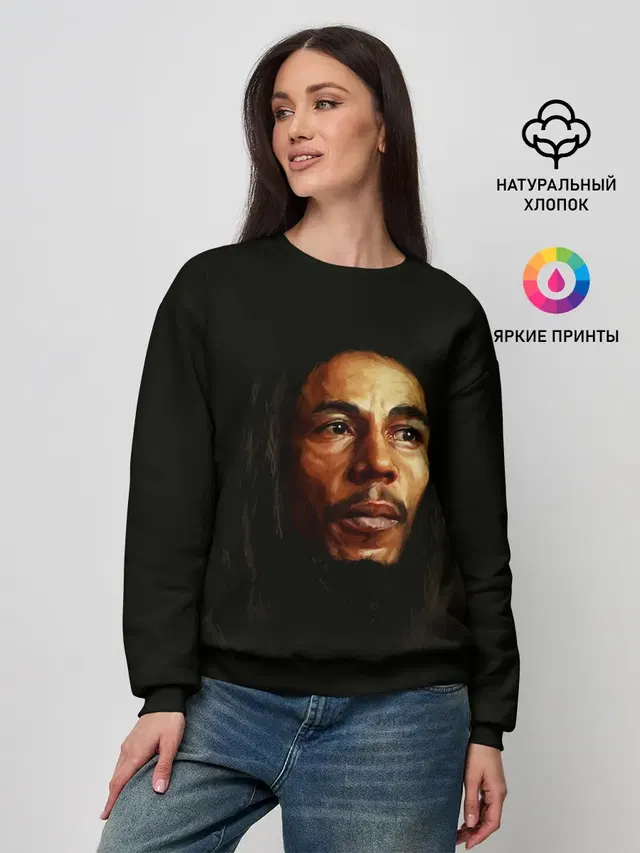 Женский свитшот с принтом «Боб Марли — Bob Marley Art»