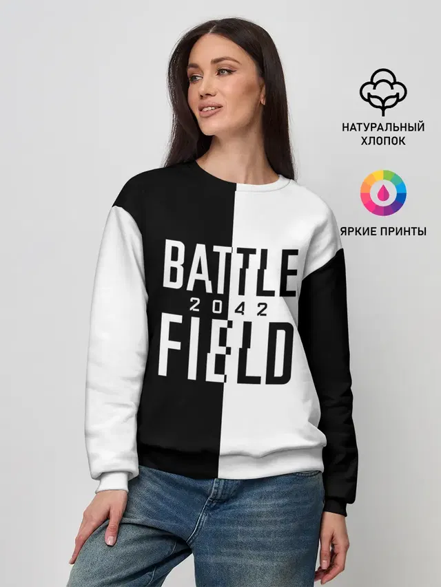 Женский свитшот с принтом «BATTLEFIELD — БАТЛФИЛД 2042 — ЛОГОТИП»