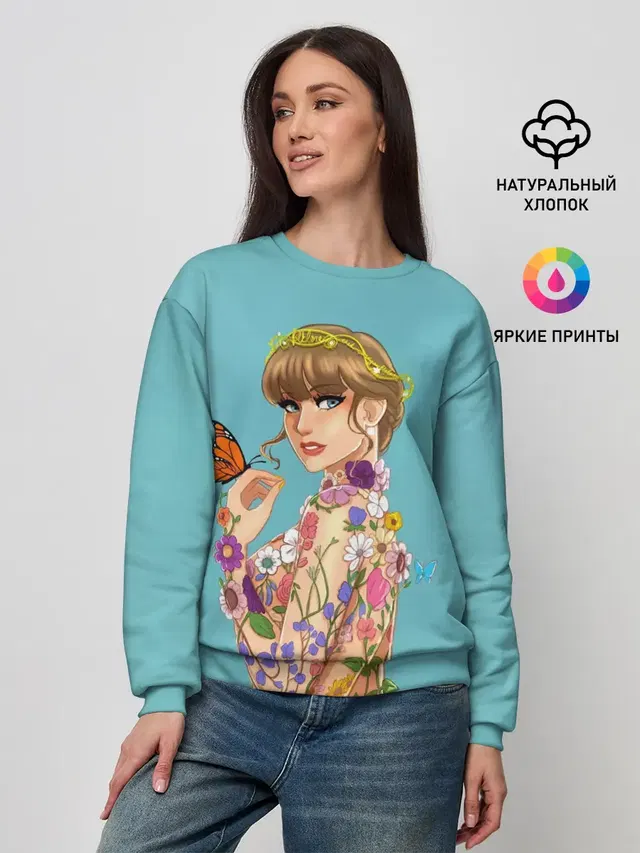 Женский свитшот с принтом «Taylor Swift — Тейлор в цветах»