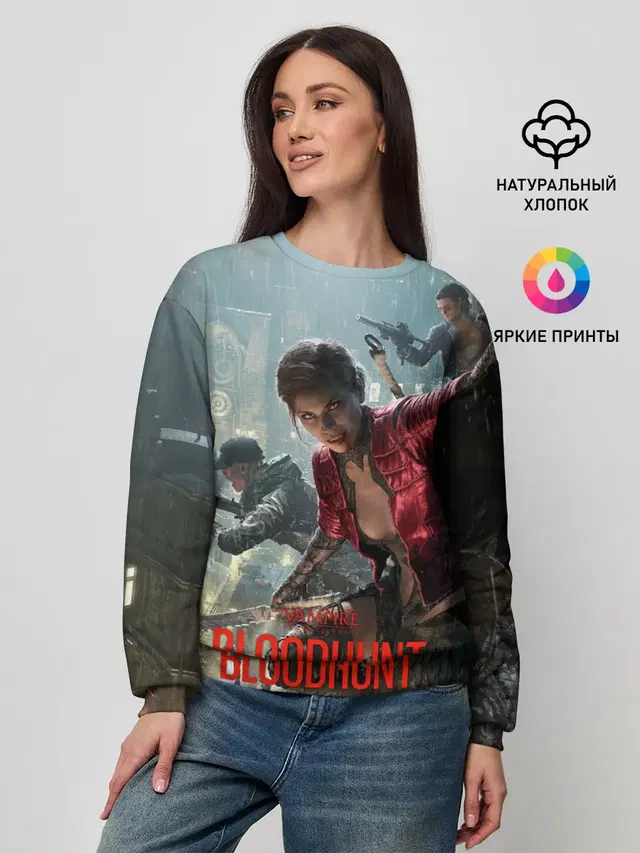Женский свитшот с принтом «Vampire: The Masquerade — Vampire: The Masquerade - Bloodhunt»