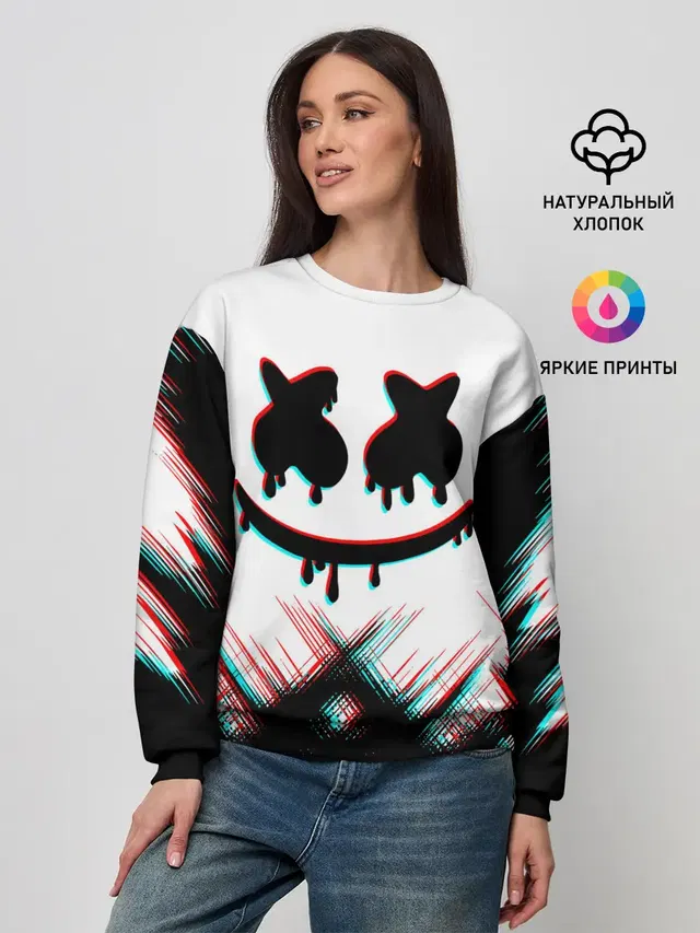 Женский свитшот с принтом «Marshmello — MARSHMELLO HALLOWEEN.»