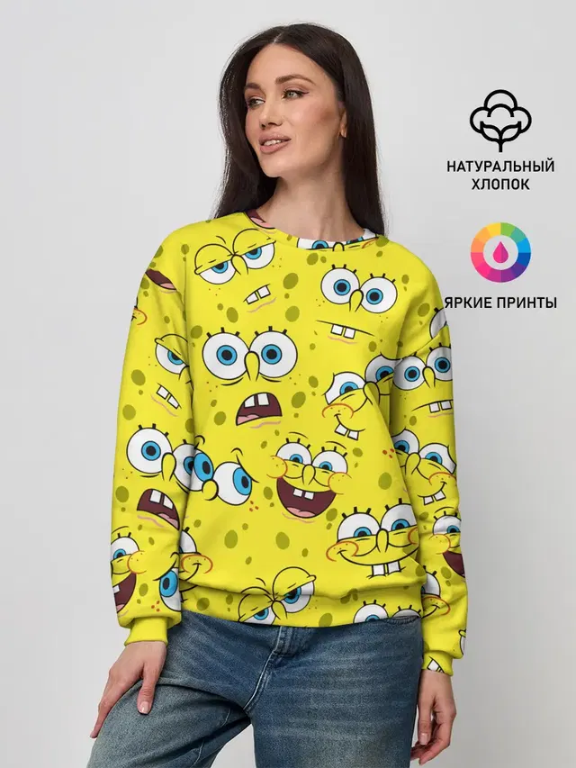 Женский свитшот с принтом «Губка Боб — SpongeBob pattern»