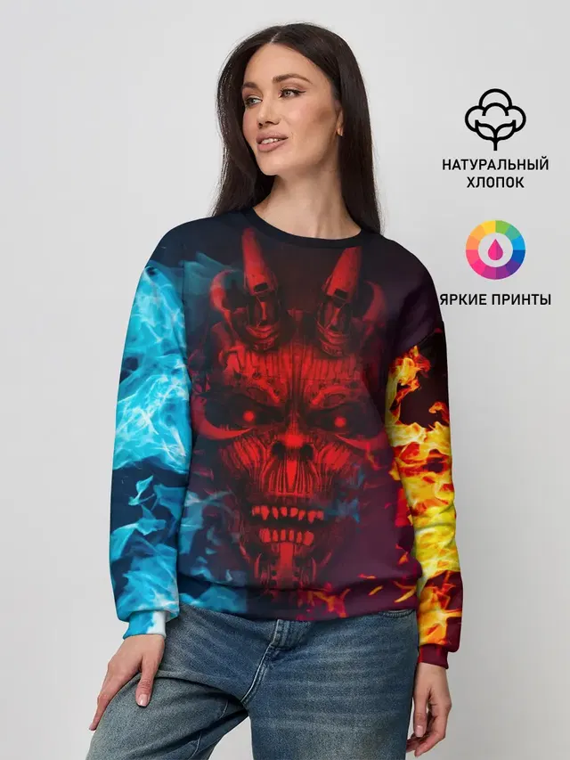 Женский свитшот с принтом «Diablo Fire Ice»