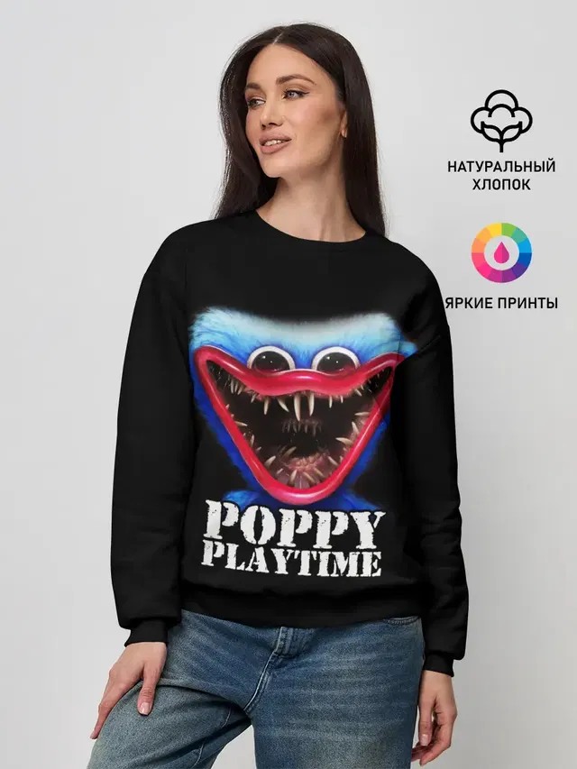 Женский свитшот с принтом «Poppy Playtime — Poppy Playtime ХАГГИ ВАГГИ»