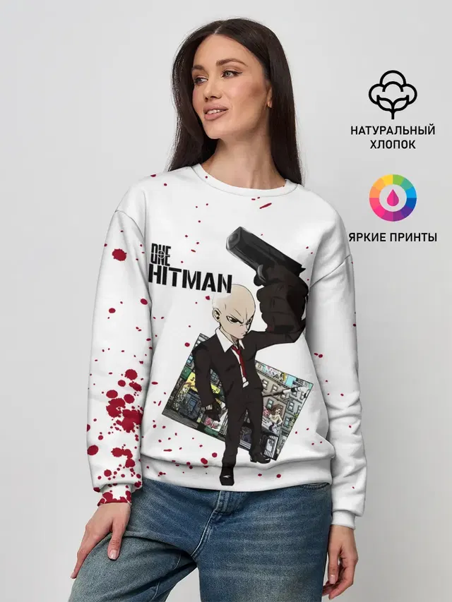 Женский свитшот с принтом «Ванпанчмен — ONE HITMAN»