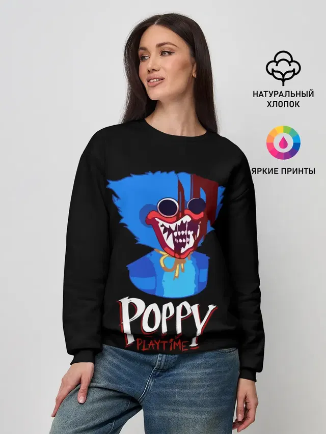 Женский свитшот с принтом «Poppy Playtime — Poppy Playtime, Huggy Wuggy»