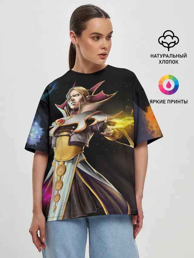 Женская футболка оверсайз с принтом «Dota2 — Invoker»