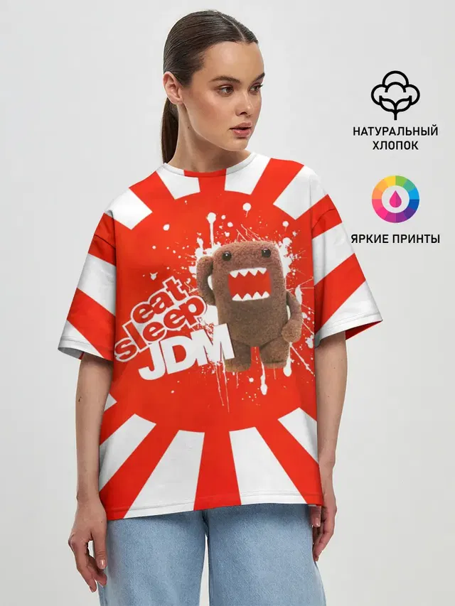 Женская футболка оверсайз с принтом «JDM Style — Domo jdm»
