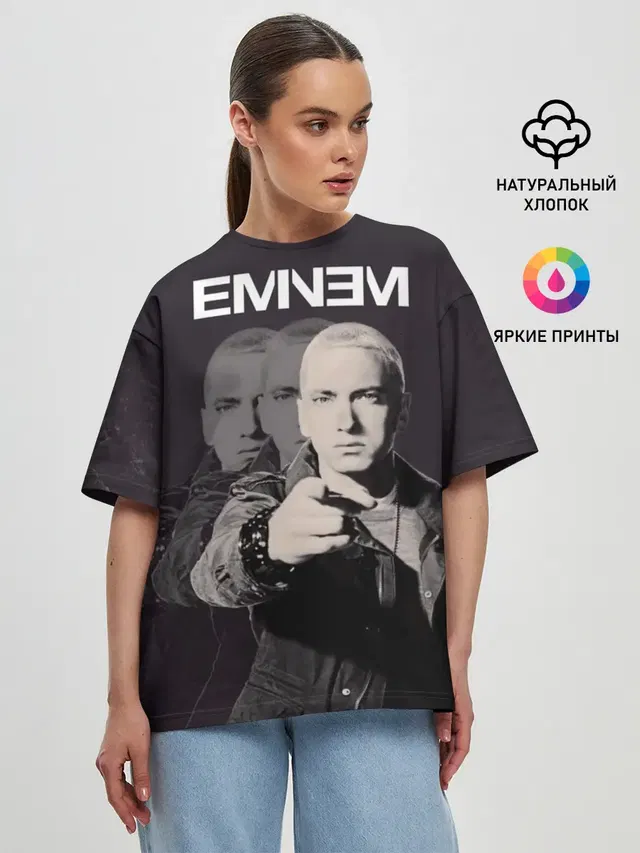 Женская футболка оверсайз с принтом «Eminem»